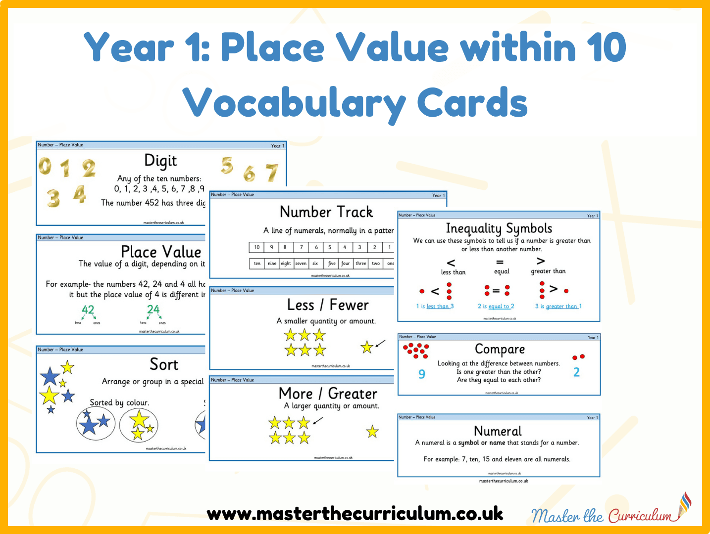 Cover of Year 1 – Place Value Vocabulary Cards