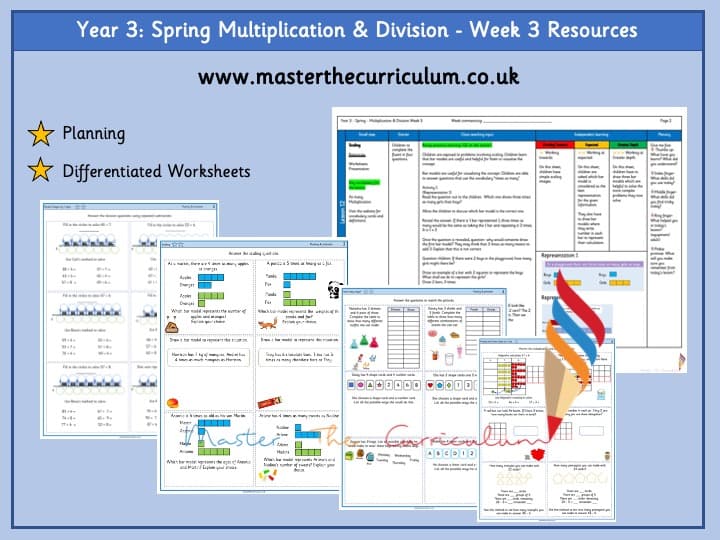 Cover of Year 3 – Spring – Week 3 – Editable Multiplication & Division Differentiated Sheets