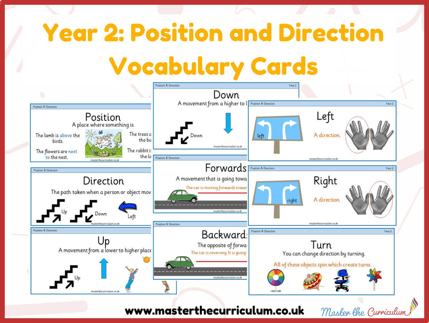Cover of Year 2- Position and Direction Vocabulary and Assessment