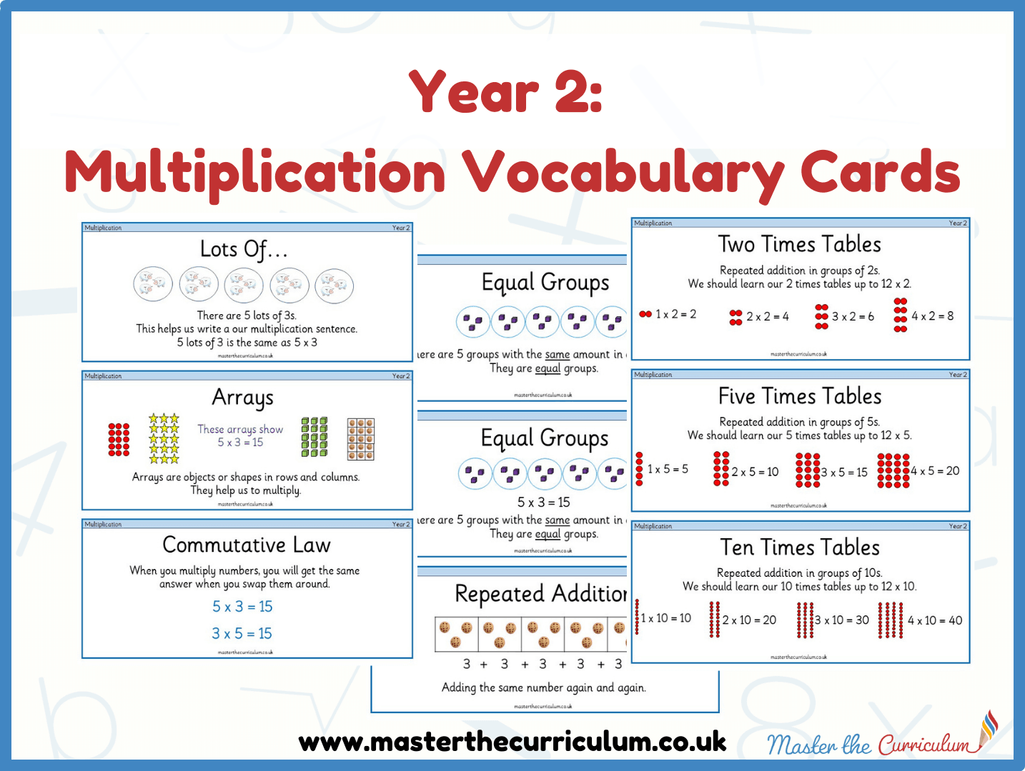 Cover of Year 2 – Multiplication Vocabulary Cards
