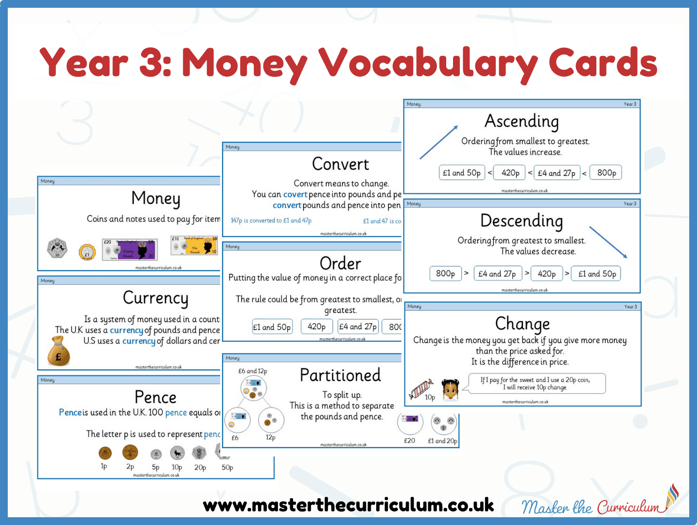Cover of Year 3 – Money Vocabulary Cards