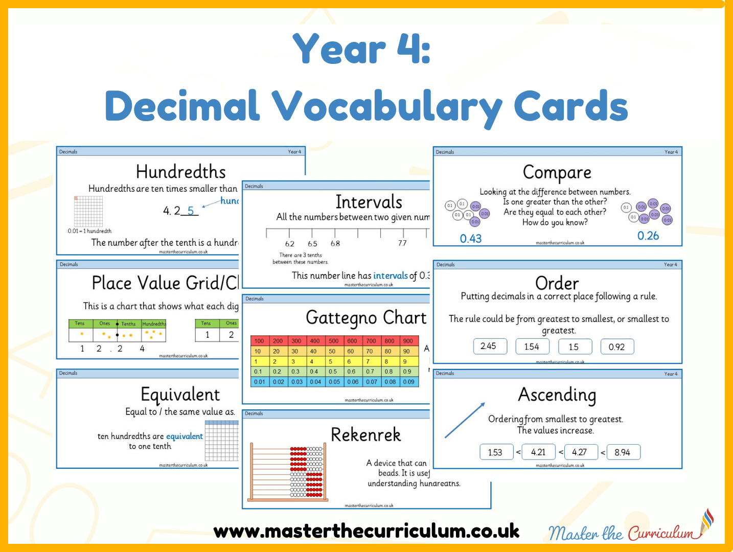Cover of Year 4 – Decimal Vocabulary Cards and Assessment