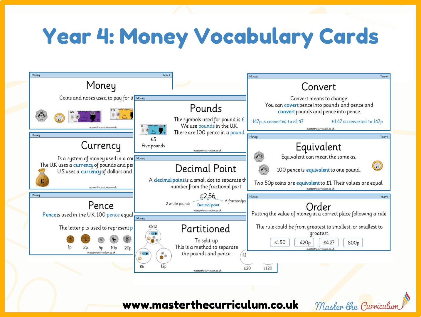 Cover of Year 4 – Money Vocabulary Cards