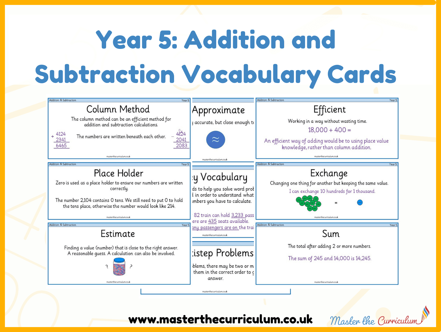 Cover of Year 5 – Addition and Subtraction Vocabulary