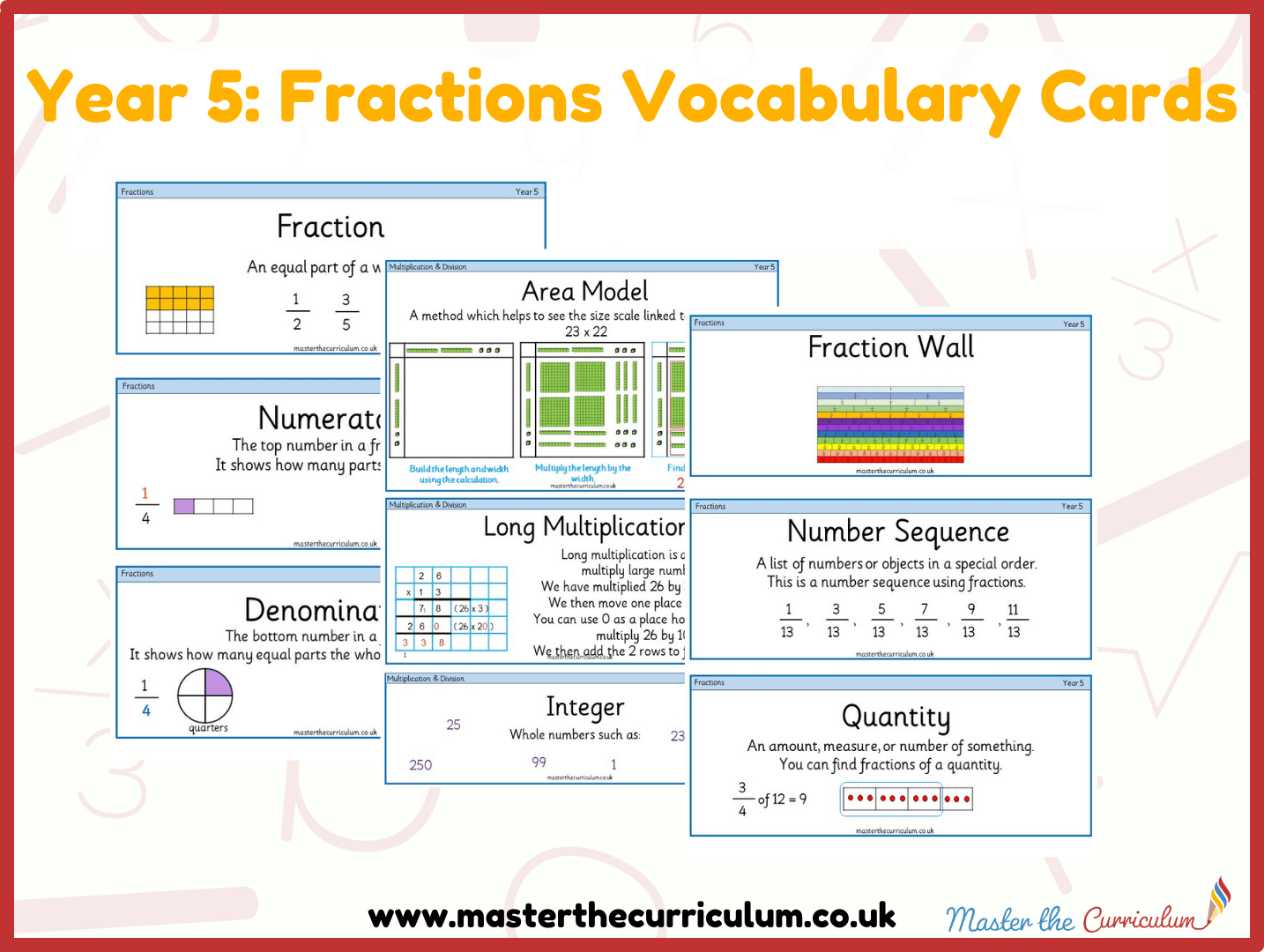 Cover of Year 5- Fractions Vocabulary and Assessment