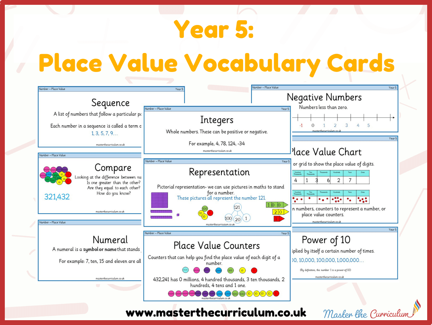 Cover of Year 5 – Place Value Vocabulary Cards