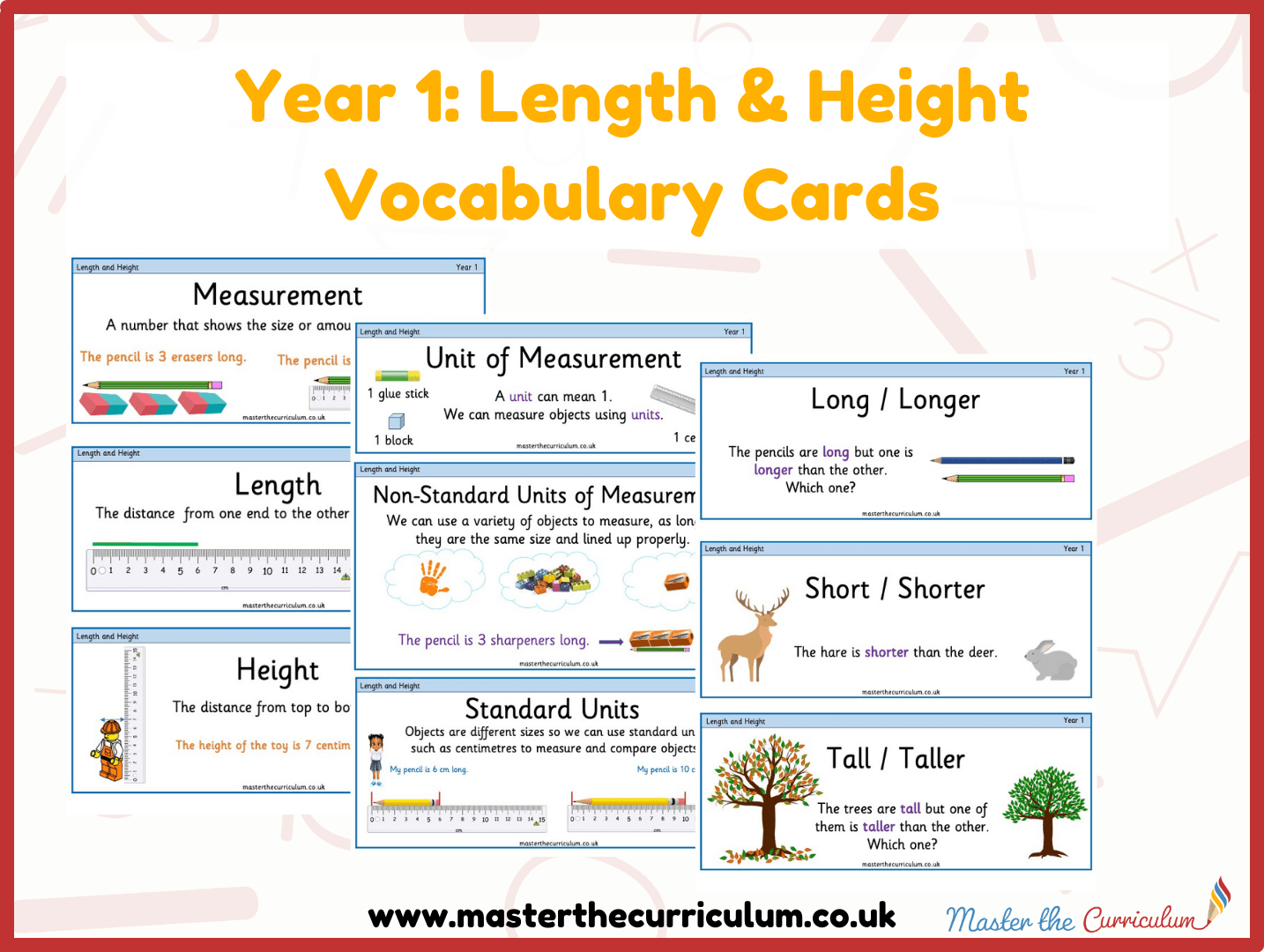 Cover of Year 1- Length & Height Vocabulary and Assessment