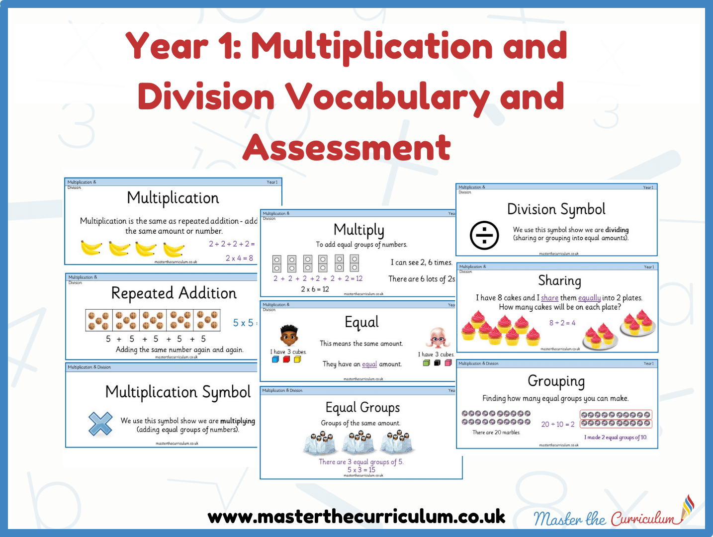 Cover of Year 1- Multiplication and Division Vocabulary and Assessment