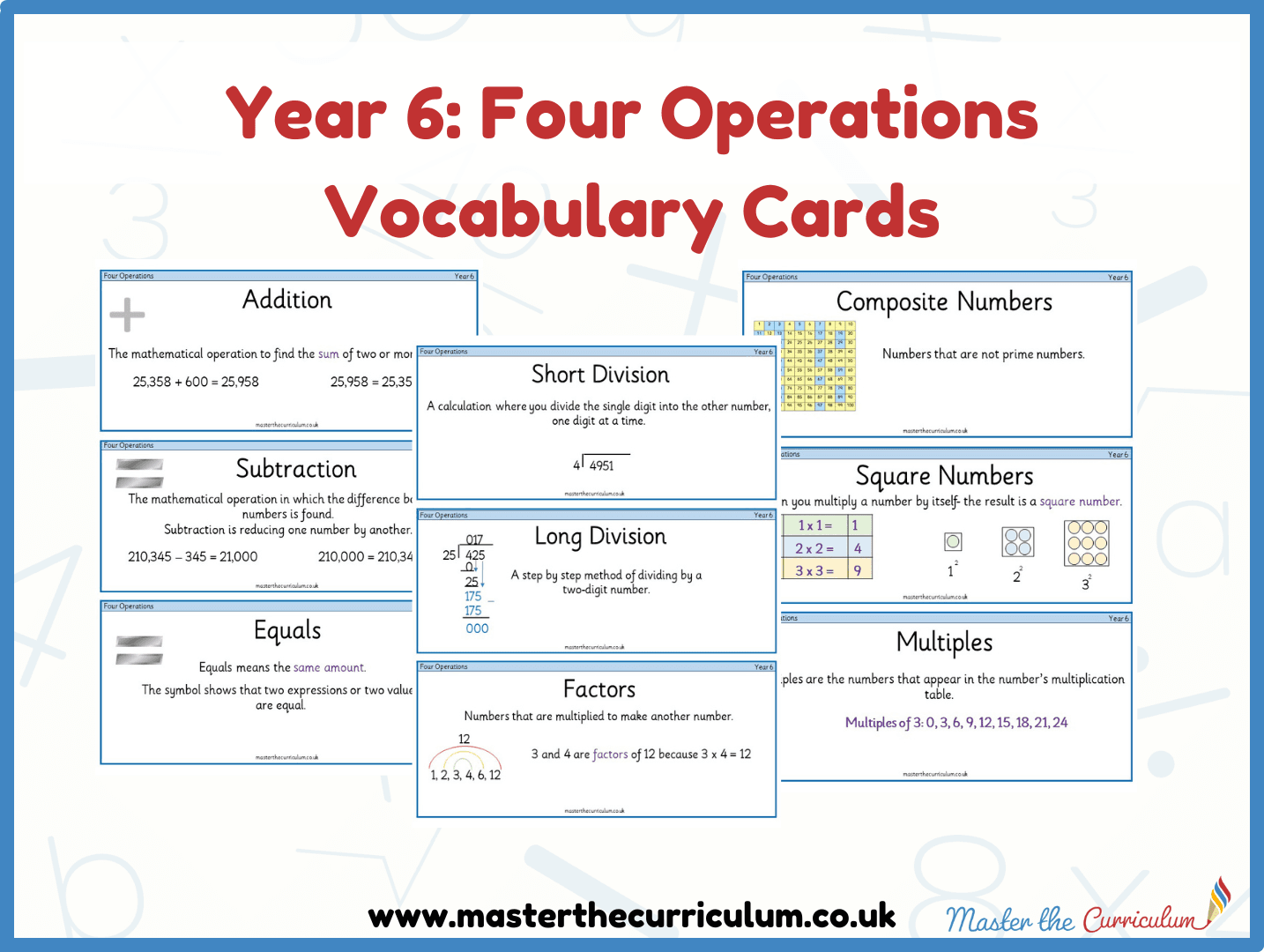 Cover of Year 6- Four Operations Vocabulary Cards