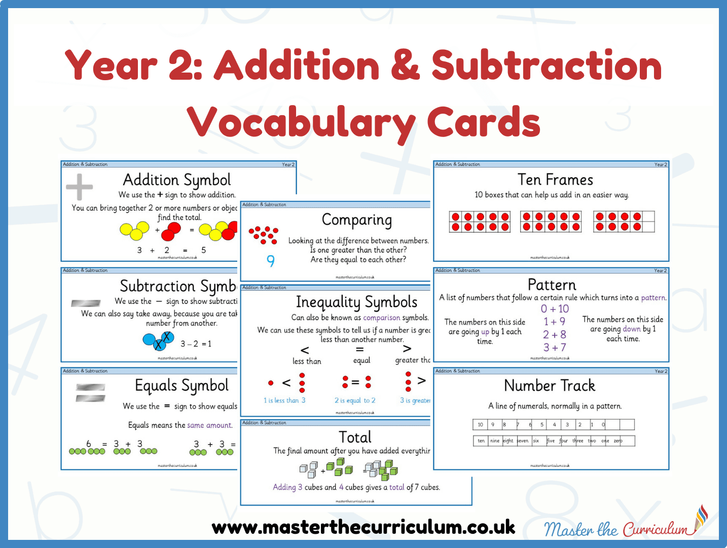 Cover of Year 2 – Addition & Subtraction Vocabulary Cards