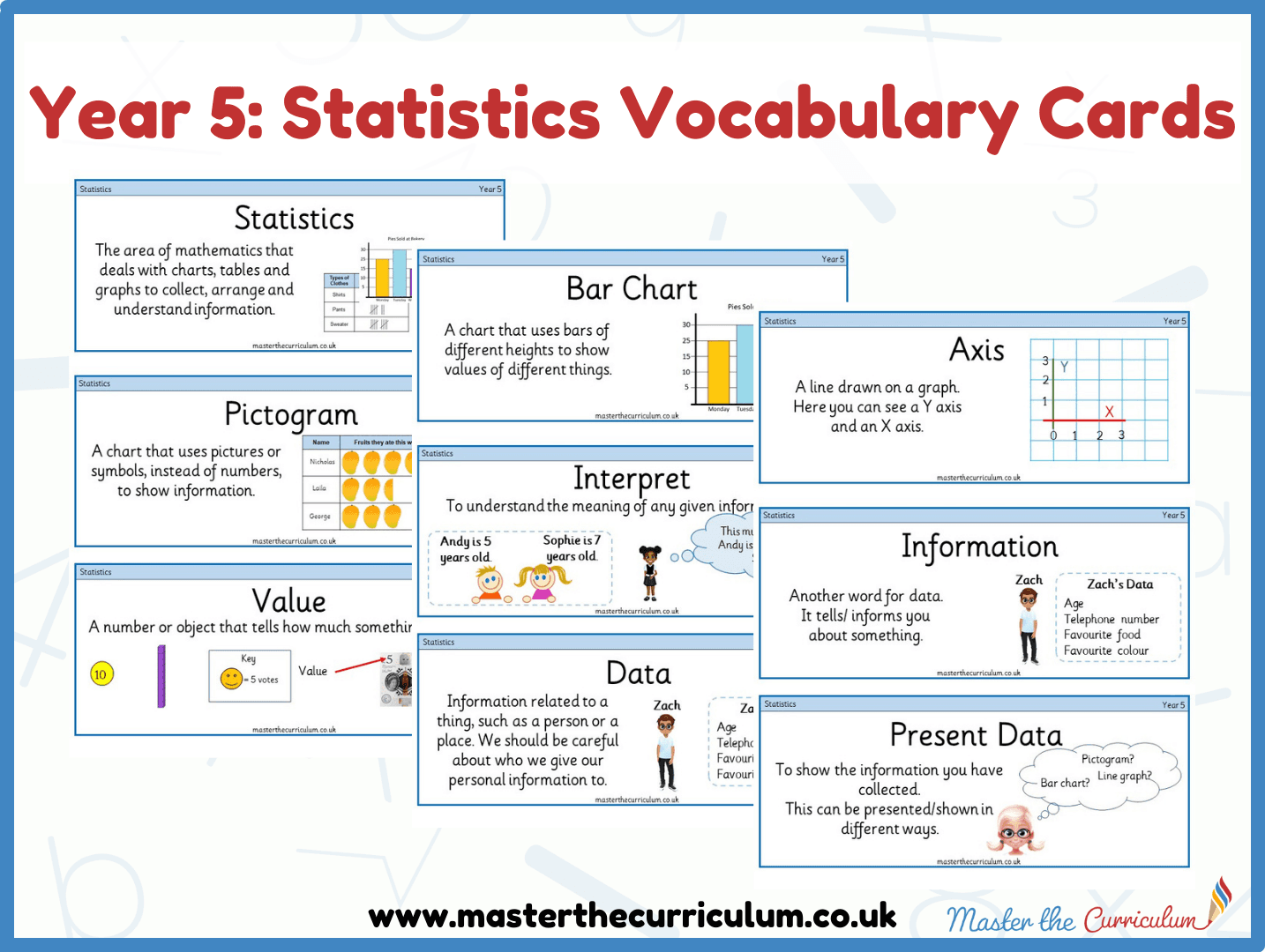Cover of Year 5- Statistics Vocabulary and Assessment