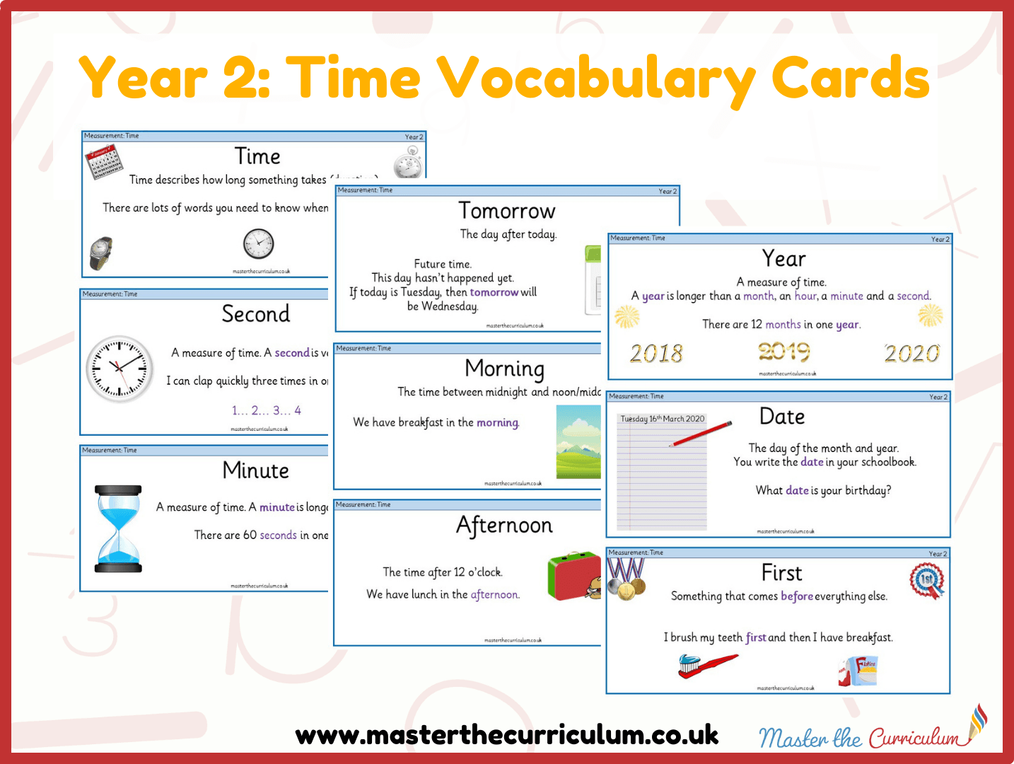 Cover of Year 2 Time Vocabulary Cards