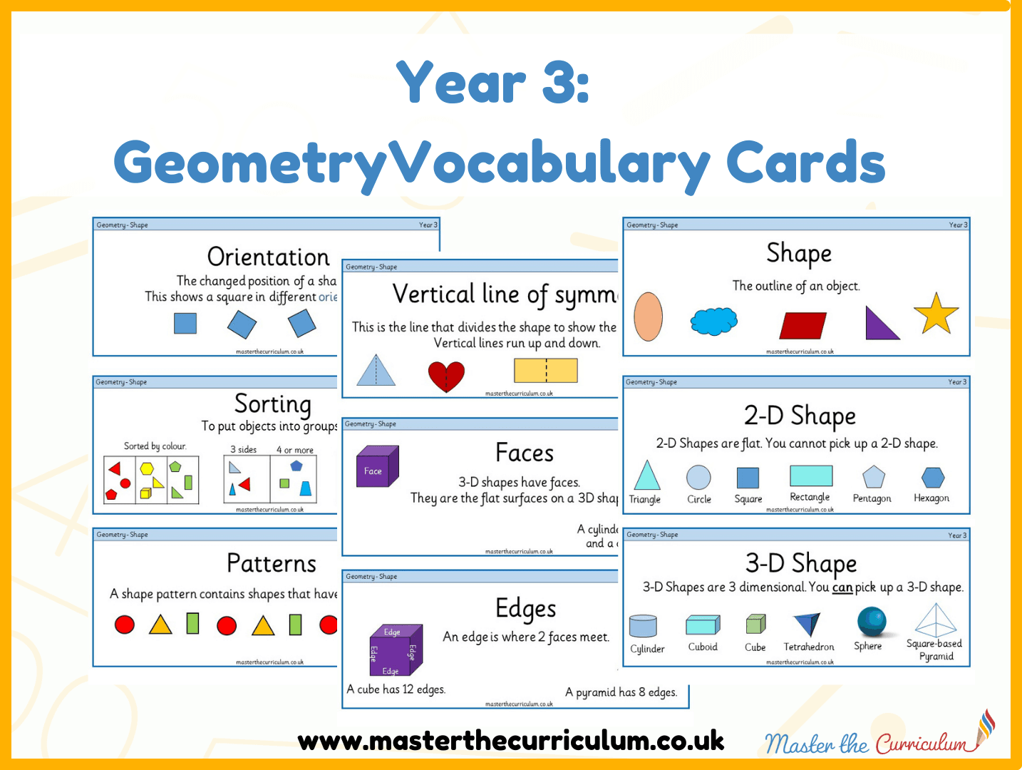 Cover of Year 3 Geometry Vocabulary Cards