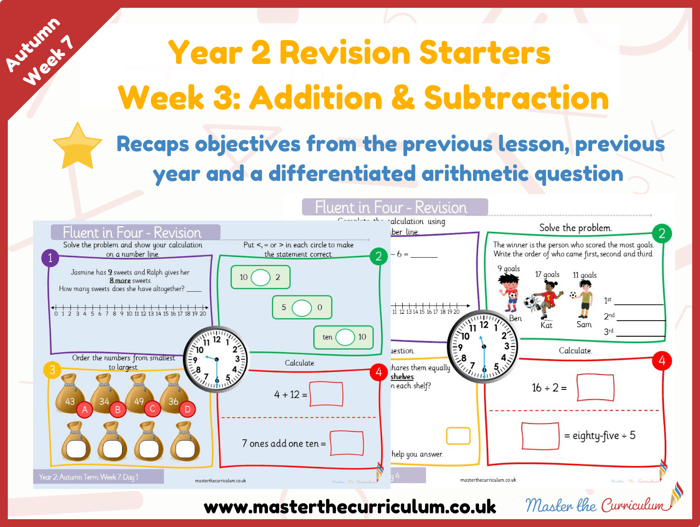 Cover of Year 2 – Autumn – Week 3 Addition And Subtraction Revision Starters V2.0
