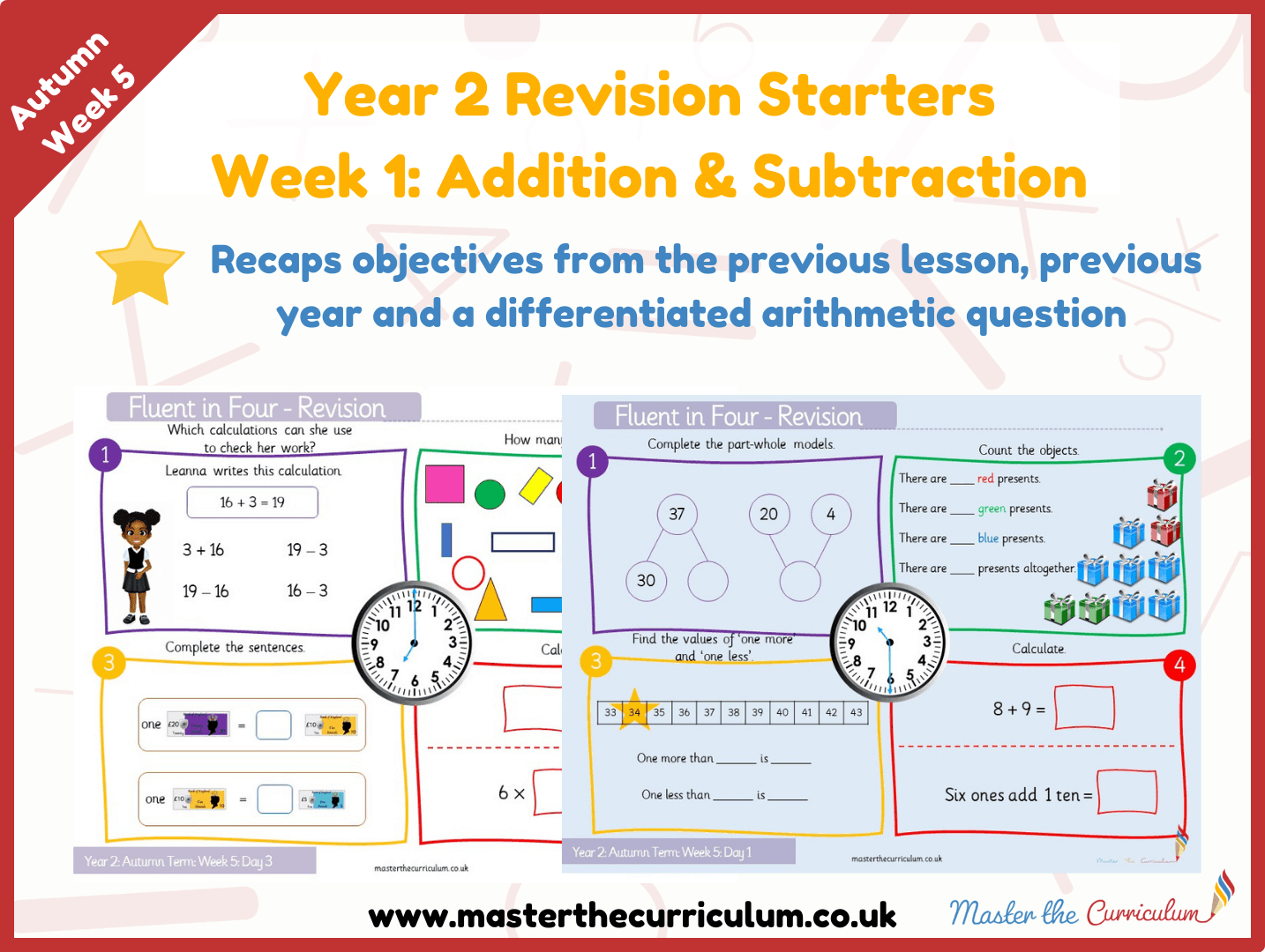 Cover of Year 2 – Autumn – Week 1 Addition & Subtraction Revision Starters V2.0