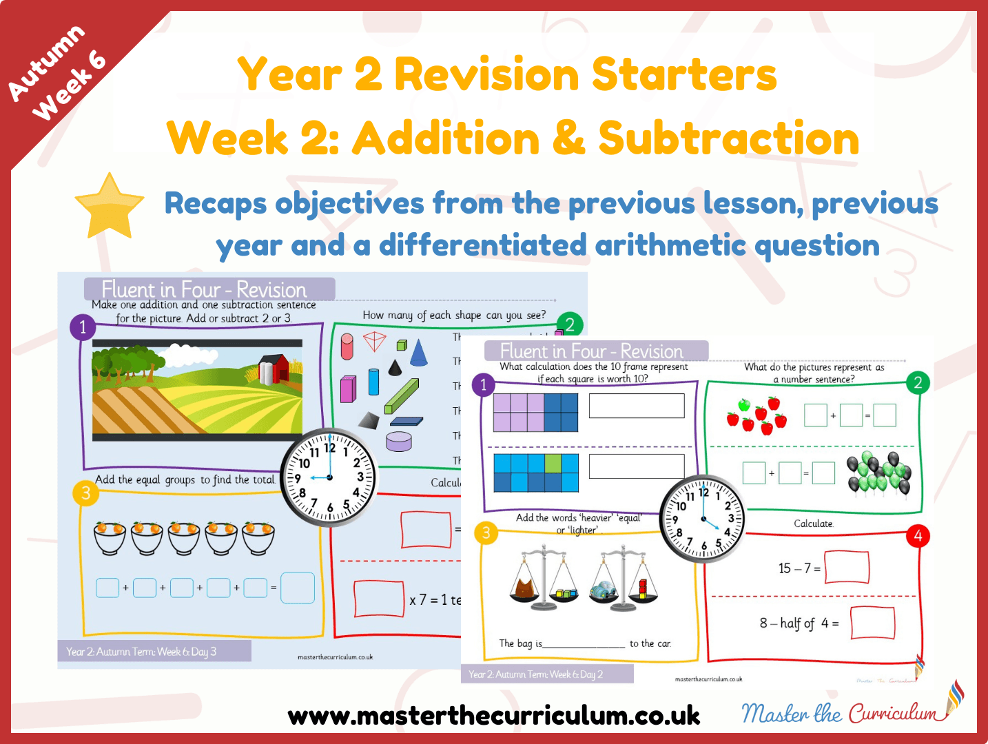 Cover of Year 2 – Autumn – Week 2 Addition & Subtraction Revision Starters V2.0