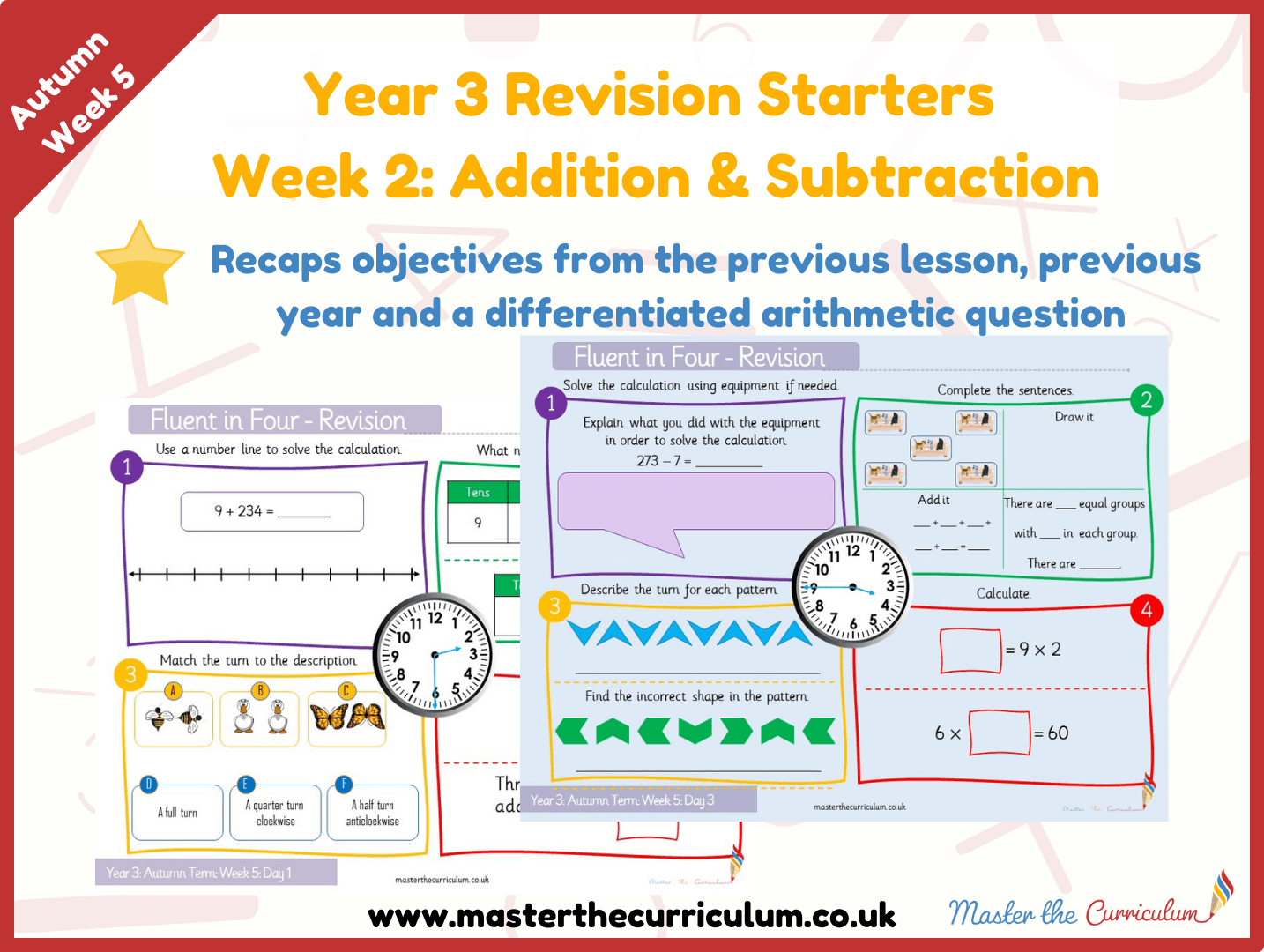 Cover of Year 3 – Autumn – Week 2 Addition & Subtraction Revision Starters V2.0