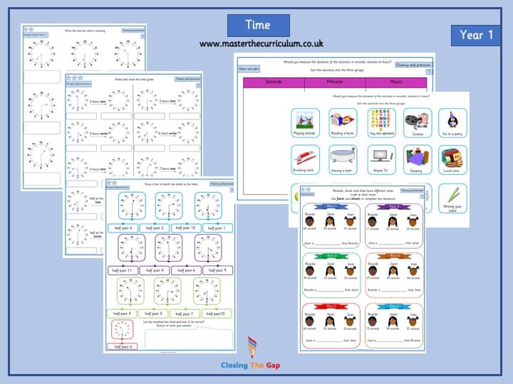Cover of 12 Differentiated Time Worksheets