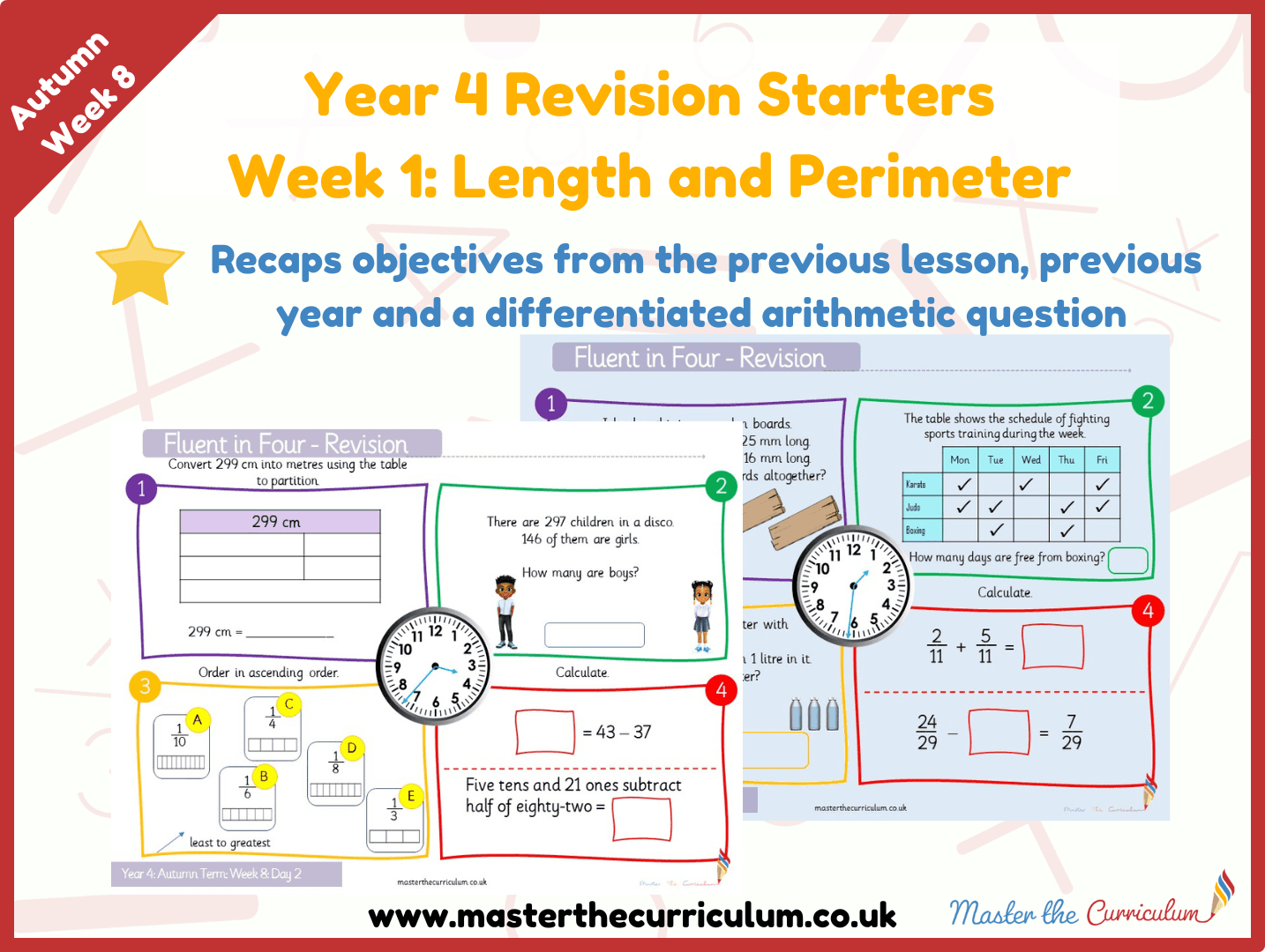 Cover of Year 4 – Autumn – Week 1 Length and Perimeter Revision Starters V2.0