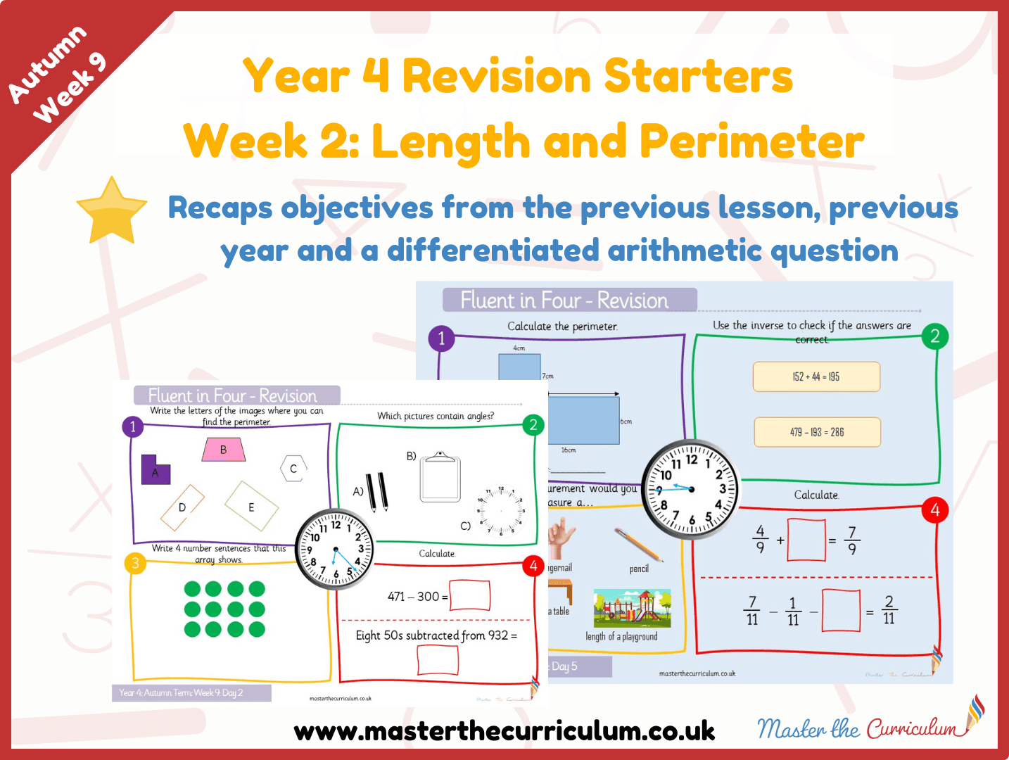 Cover of Year 4 – Autumn – Week 2 Length And Perimeter Revision Starters V2.0