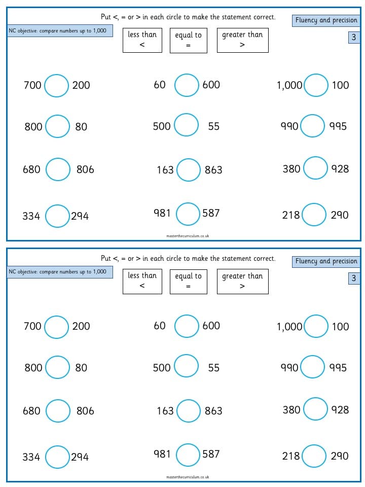 Cover of Compare numbers up to 1,000 – 3