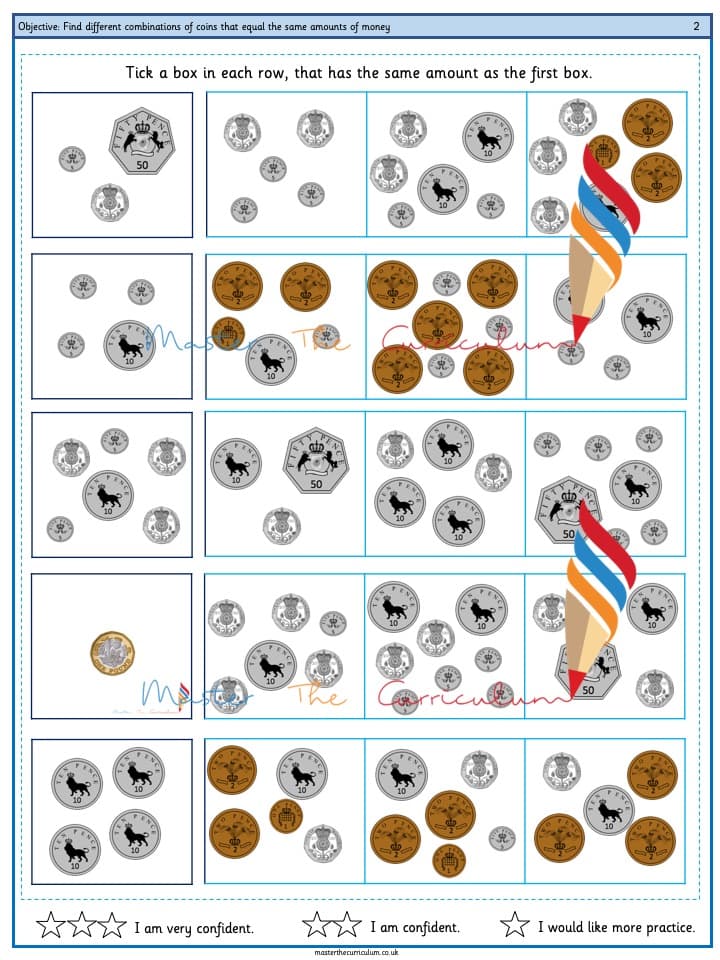Cover of Find different combinations of coins that equal the same amounts of money
