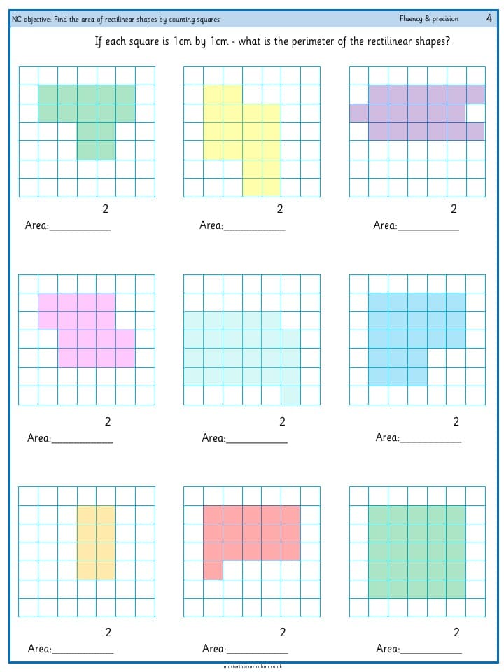 Cover of Find the area of rectilinear shapes by counting squares – 1