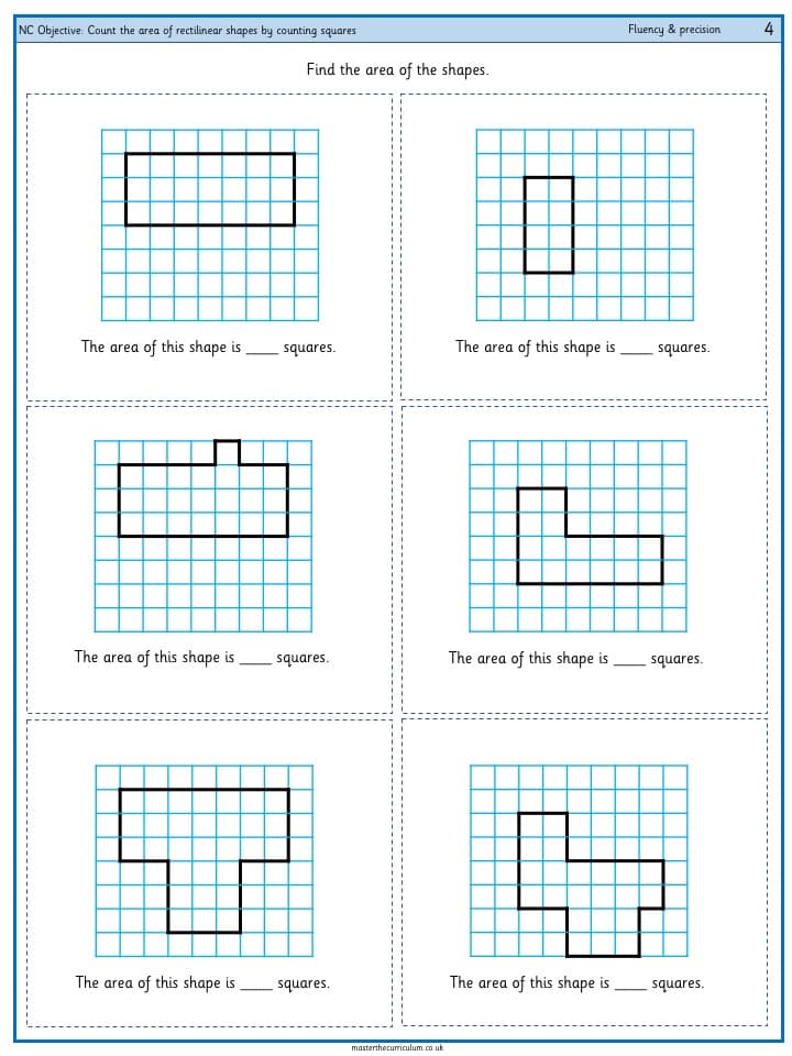 Cover of Find the area of rectilinear shapes by counting squares – 2