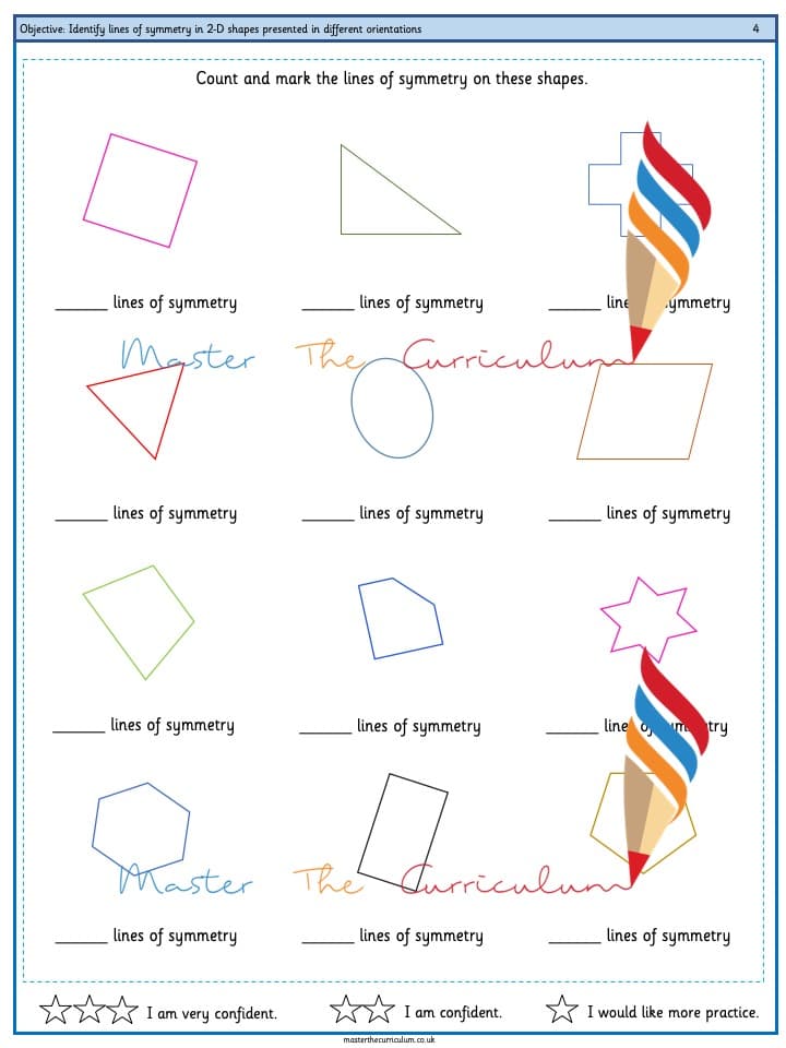 Cover of Identify lines of symmetry in 2-D shapes presented in different orientations