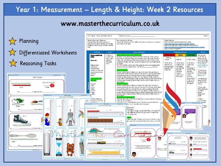 Cover of Year 1 – Spring – Week 2 – Editable Length & Height Differentiated Sheets