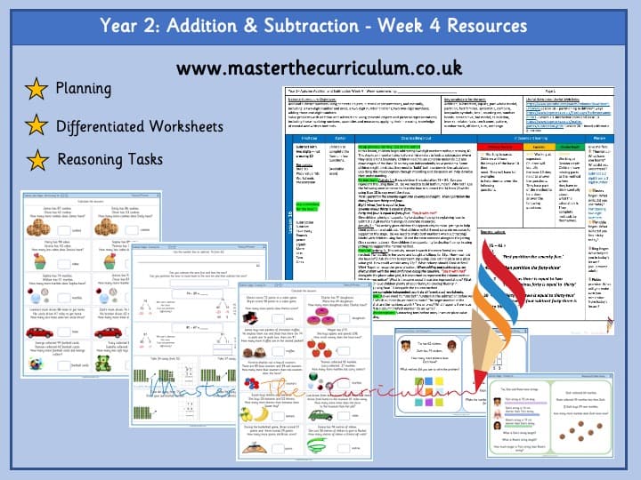 Cover of Year 2- Addition And Subtraction – Week 4 Differentiated Worksheets