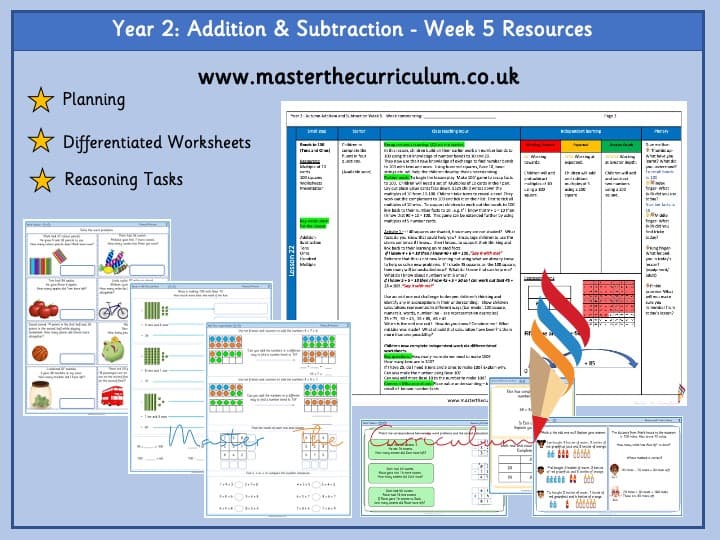 Cover of Year 2- Addition And Subtraction – Week 5 Differentiated Worksheets