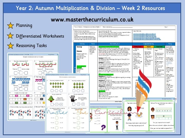 Cover of Year 2 – Autumn – Week 2 – Editable Multiplication Differentiated Sheets