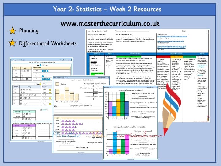 Cover of Year 2 – Spring – Week 2 – Editable Statistics Differentiated Sheets