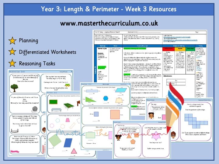 Cover of Year 3- Week 3- Editable Length & Perimeter -Differentiated Worksheets