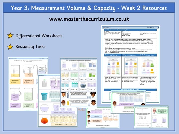 Cover of Year 3 – Week 2 Measurement – Volume and Capacity Differentiated Sheets
