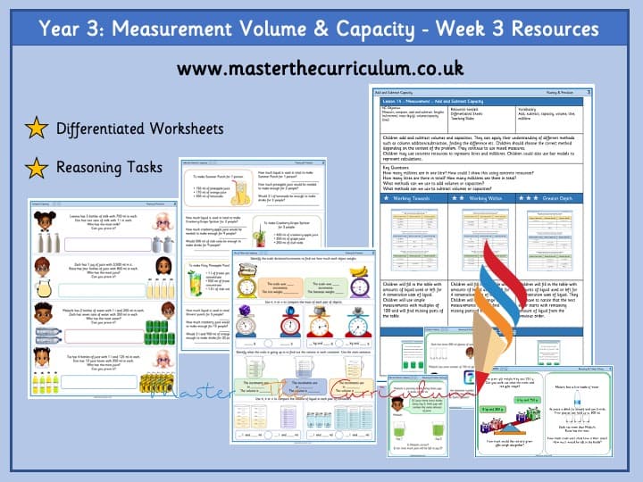 Cover of Year 3 – Week 3 Measurement – Volume And Capacity Differentiated Sheets