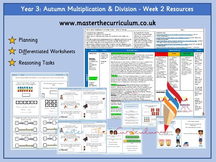 Cover of Year 3- Autumn – Week 2 Multiplication and Division Differentiated Worksheets