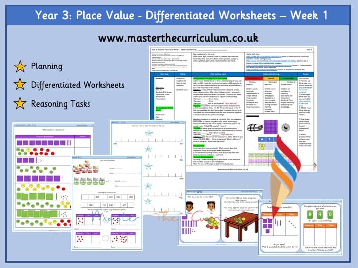 Cover of Year 3 – Week 1 – Editable Differentiated Place Value Worksheets