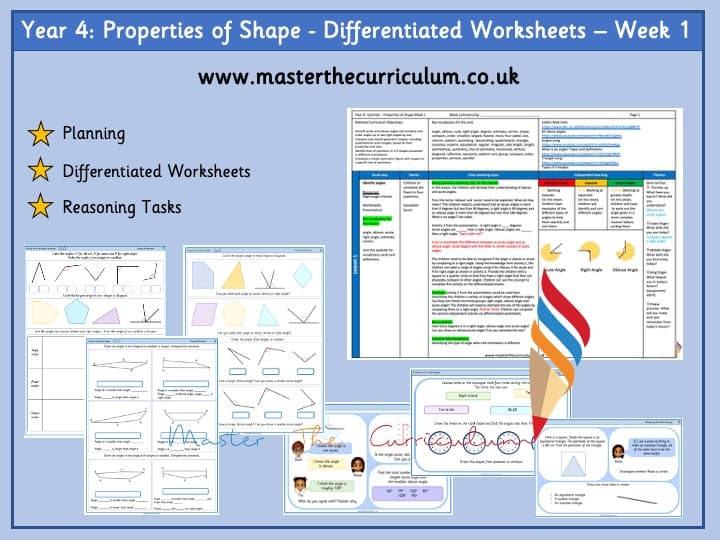 Cover of Year 4 – Summer – Week 1 – Editable Properties of Shape Differentiated Sheets