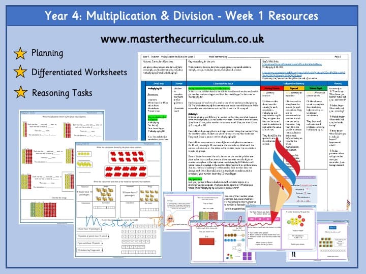 Cover of Year 4 – Week 1 – Editable Multiplication and Division Differentiated Worksheets