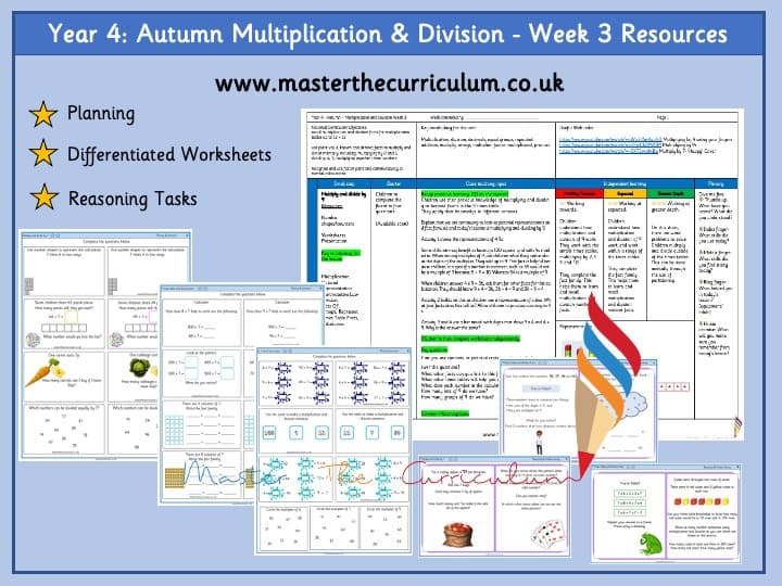 Cover of Year 4 – Week 3 – Editable Multiplication And Division Differentiated Worksheets- Autumn Term