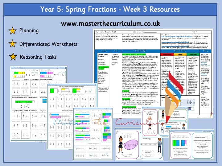 Cover of Year 5- Fractions Week 3- Differentiated Sheets