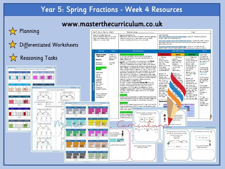 Cover of Year 5- Fractions Week 4- Differentiated Sheets