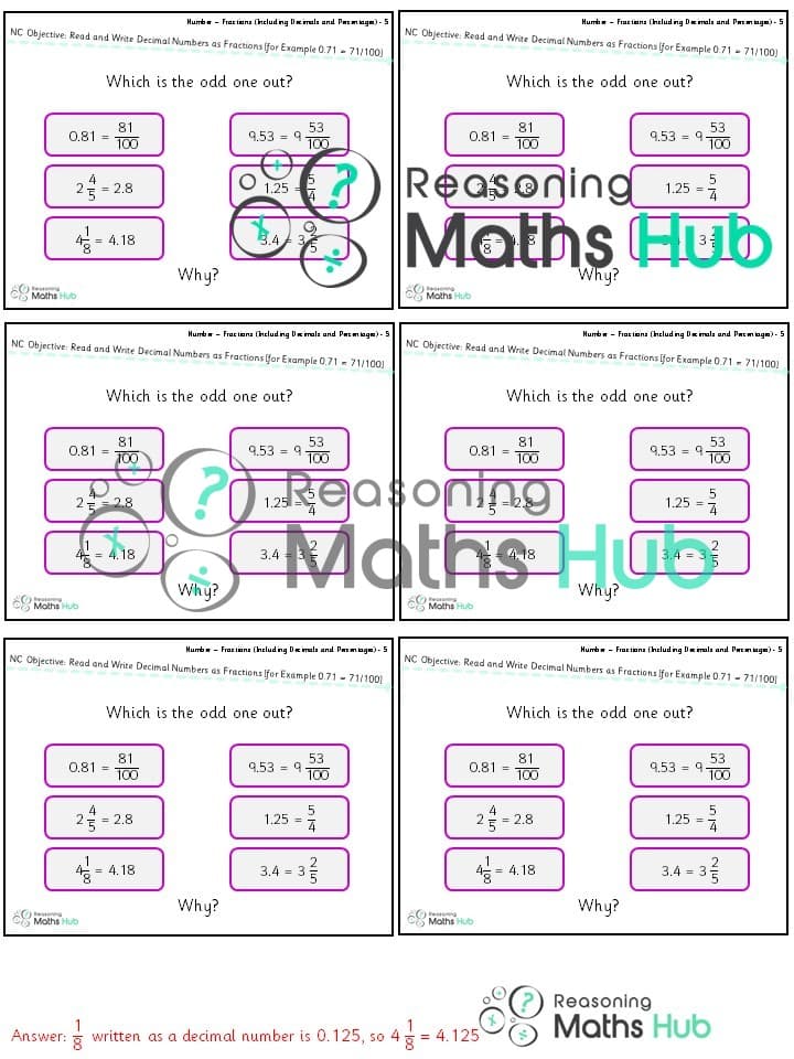 Cover of Read and write decimal numbers as fractions