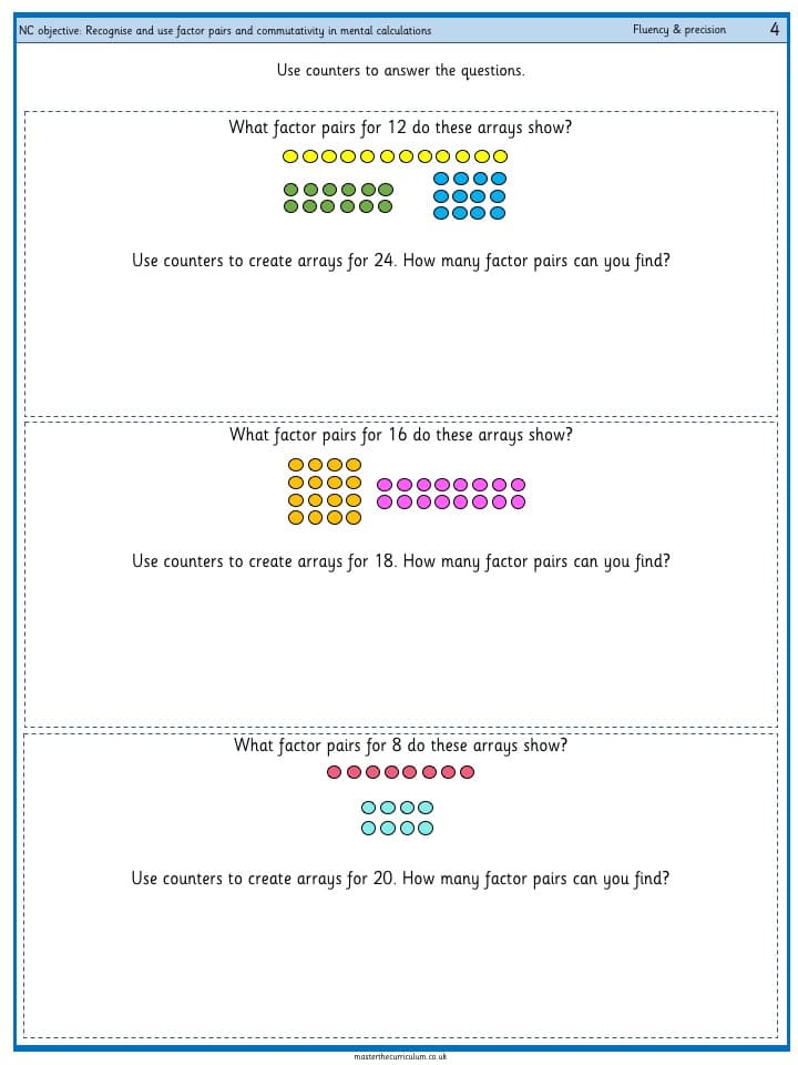 Cover of Recognise and use factor pairs and commutativity in mental calculations – 1