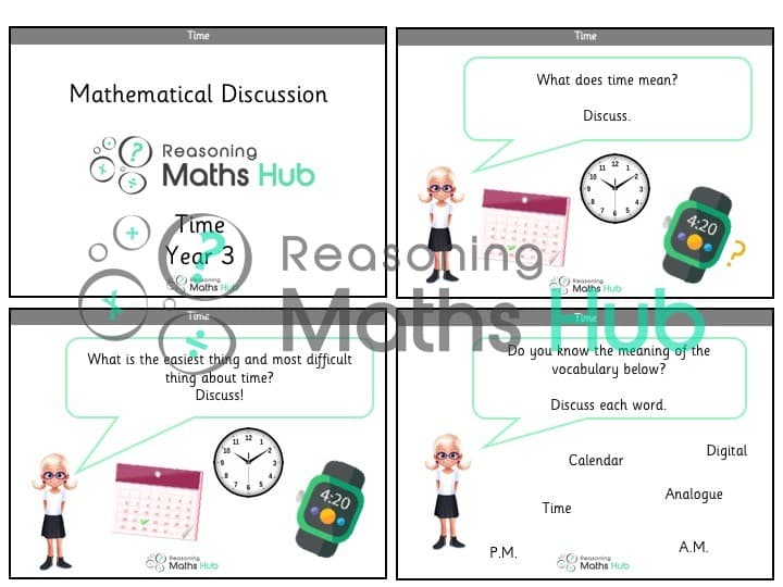 Cover of Year 3 Mathematical Discussion Cards- Time