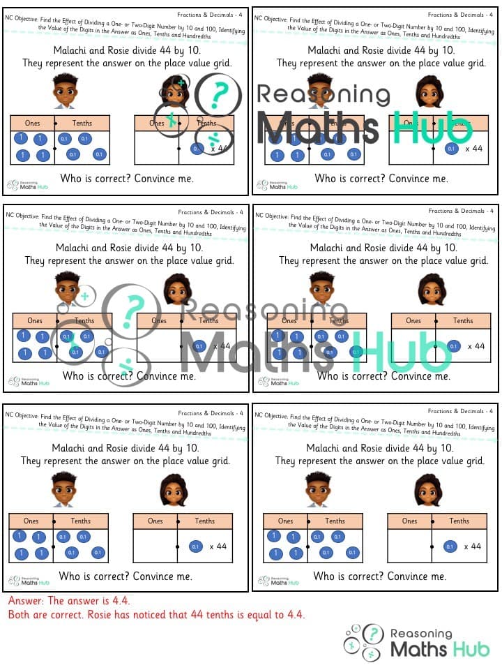 Cover of Find the effect of dividing a one- or two-digit number by 10 and 100