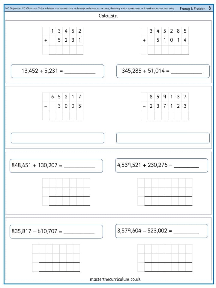 Cover of Solve addition and subtraction multi-step problems in contexts, deciding which operations and methods to use and why