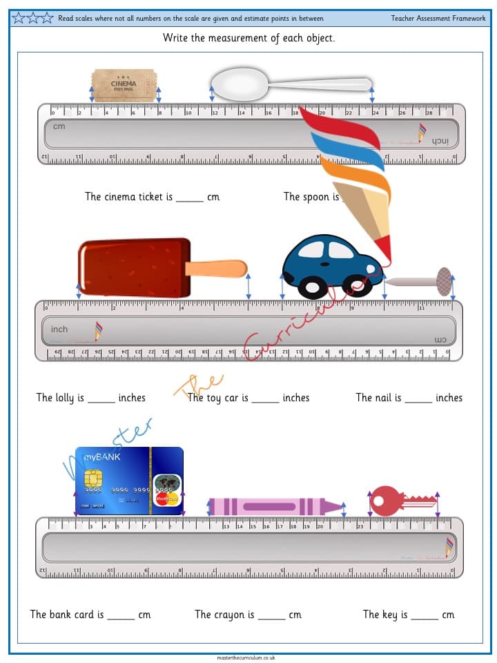 Cover of Read scales where not all numbers on the scale are given and estimate points in between